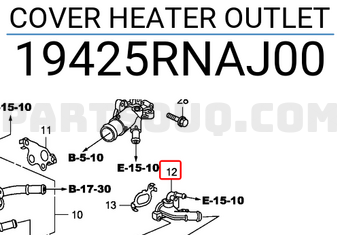 Honda 19425RNAJ00 COVER HEATER OUTLET