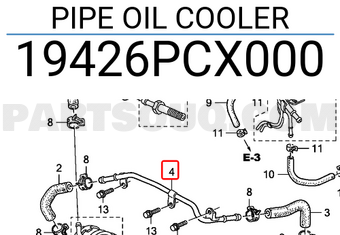Honda 19426PCX000 PIPE OIL COOLER