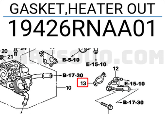 Honda 19426RNAA01 GASKET,HEATER OUT