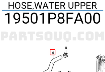 Honda 19501P8FA00 HOSE,WATER UPPER