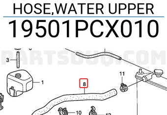 Honda 19501PCX010 HOSE,WATER UPPER