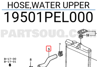 Honda 19501PEL000 HOSE,WATER UPPER