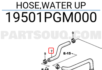 Honda 19501PGM000 HOSE,WATER UP