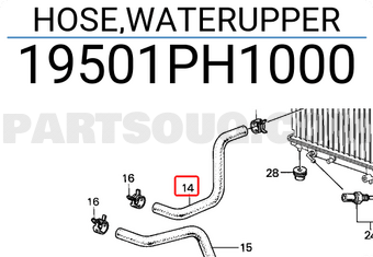 Honda 19501PH1000 HOSE,WATERUPPER
