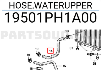 Honda 19501PH1A00 HOSE,WATERUPPER