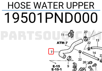 Honda 19501PND000 HOSE WATER UPPER