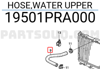 Honda 19501PRA000 HOSE,WATER UPPER