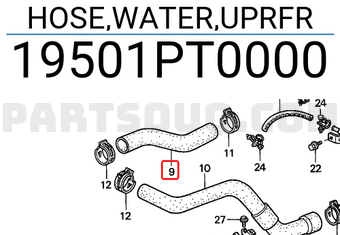Honda 19501PT0000 HOSE,WATER,UPRFR
