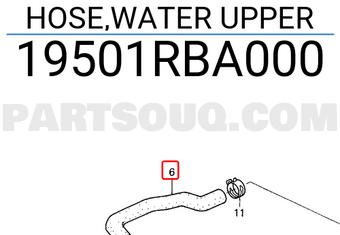 Honda 19501RBA000 HOSE,WATER UPPER