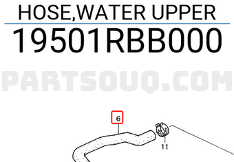 Honda 19501RBB000 HOSE,WATER UPPER