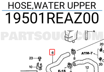 Honda 19501REAZ00 HOSE,WATER UPPER