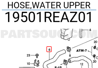 Honda 19501REAZ01 HOSE,WATER UPPER