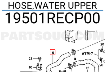 Honda 19501RECP00 HOSE,WATER UPPER