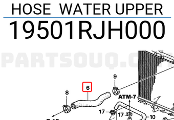 Honda 19501RJH000 HOSE WATER UPPER