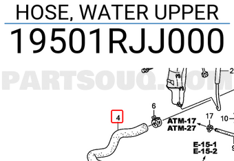 Honda 19501RJJ000 HOSE, WATER UPPER