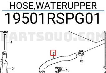 Honda 19501RSPG01 HOSE,WATERUPPER