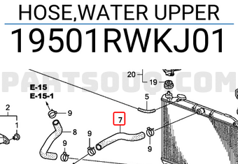 Honda 19501RWKJ01 HOSE,WATER UPPER