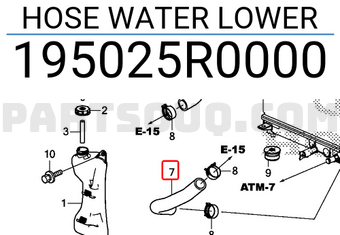 Honda 195025R0000 HOSE WATER LOWER