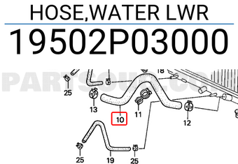 Honda 19502P03000 HOSE,WATER LWR