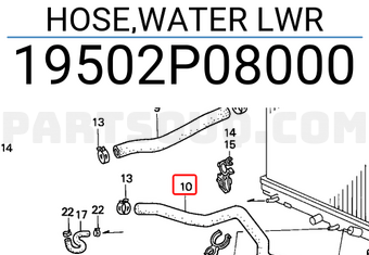 Honda 19502P08000 HOSE,WATER LWR