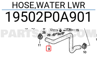 Honda 19502P0A901 HOSE,WATER LWR