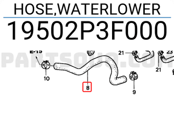 Honda 19502P3F000 HOSE,WATERLOWER