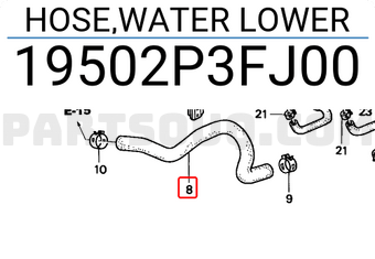 Honda 19502P3FJ00 HOSE,WATER LOWER