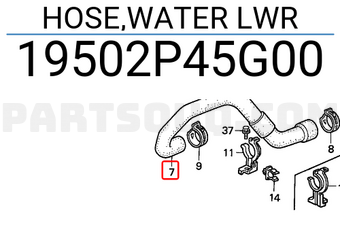 Honda 19502P45G00 HOSE,WATER LWR