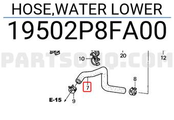 Honda 19502P8FA00 HOSE,WATER LOWER