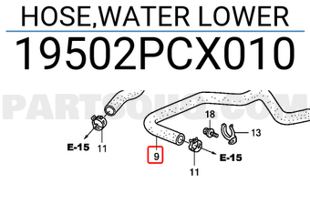Honda 19502PCX010 HOSE,WATER LOWER