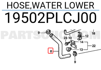 Honda 19502PLCJ00 HOSE,WATER LOWER