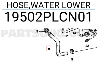Honda 19502PLCN01 HOSE,WATER LOWER
