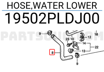 Honda 19502PLDJ00 HOSE,WATER LOWER