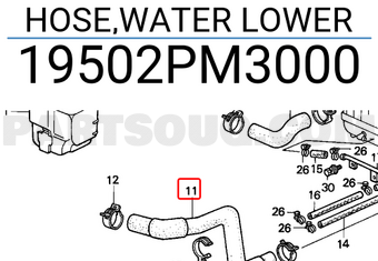 Honda 19502PM3000 HOSE,WATER LOWER