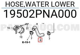 Honda 19502PNA000 HOSE,WATER LOWER