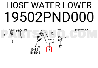 Honda 19502PND000 HOSE WATER LOWER