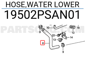 Honda 19502PSAN01 HOSE,WATER LOWER