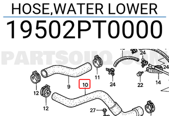 Honda 19502PT0000 HOSE,WATER LOWER
