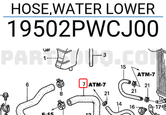 Honda 19502PWCJ00 HOSE,WATER LOWER