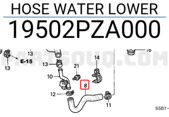 Honda 19502PZA000 HOSE WATER LOWER