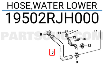 Honda 19502RJH000 HOSE,WATER LOWER