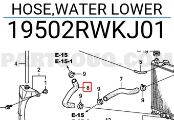 Honda 19502RWKJ01 HOSE,WATER LOWER