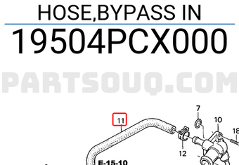 Honda 19504PCX000 HOSE,BYPASS IN