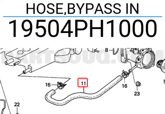 Honda 19504PH1000 HOSE,BYPASS IN