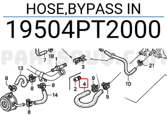Honda 19504PT2000 HOSE,BYPASS IN