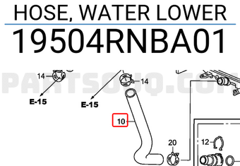 Honda 19504RNBA01 HOSE, WATER LOWER