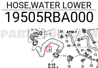 Honda 19505RBA000 HOSE,WATER LOWER