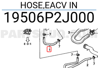Honda 19506P2J000 HOSE,EACV IN