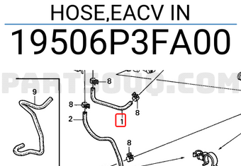Honda 19506P3FA00 HOSE,EACV IN