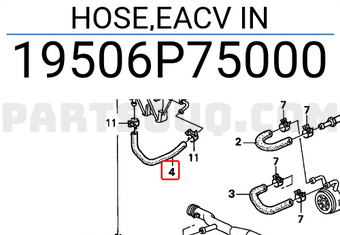 Honda 19506P75000 HOSE,EACV IN